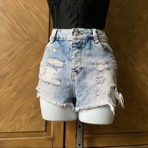 Zara TRF ripped frayed denim cutoff Shorts